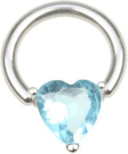BCR Piercing med Hjärtformad Ljus Blå Sten