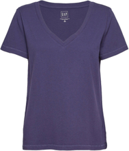 100% Organic Cotton Vintage V-Neck T-Shirt T-shirts & Tops Short-sleeved Lilla GAP*Betinget Tilbud