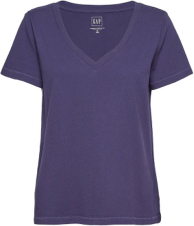 100% Organic Cotton Vintage V-Neck T-Shirt T-shirts & Tops Short-sleeved Lilla GAP*Betinget Tilbud