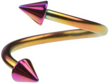 Curve Flerfärgad Ögonbrynspiercing med Spike Kulor - 1.2 x 10 mm