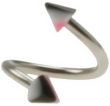 Curve Ögonbrynspiercing med Svarta, Vita och Rosa Spikes - 1.2 x 8 mm