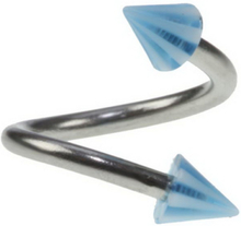 Curve Ögonbrynspiercing med Vita och Blå Spikes - 1.2 x 8 mm