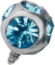 Silverfärgad Dermal Anchor Kula med Ljusblå Stenar - Strl 3 mm kula med 1,2 mm gängor