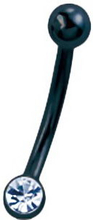 Svart Ögonbrynspiercing med Klar Sten - 1.2 x 8 mm