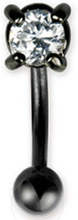 Banan Svart Ögonbrynspiercing med Klar Diamantformad Sten - 1.2 x 8 mm