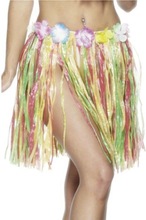 Flerfärgad Hulakjol med Blomsterkant - Hawaii-Kjol