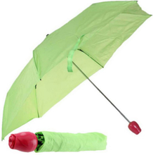 Grön Paraply med Rosa Rosformat Handtag