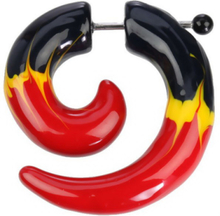 Flaming Fake piercing - Rød/Svart - Strl 1,2 mm stang/tykkelse smykke 8,5 mm