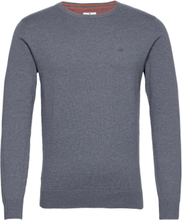 Basic Crew Neck Sweater Strikkegenser M. Rund Krage Blå Tom Tailor*Betinget Tilbud