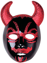 Röd djävulsmask med svart glitter