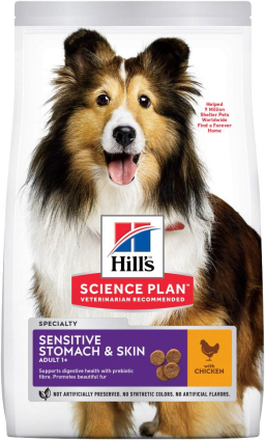 Hill's Science Plan Adult 1 + Sensitive Stomach & Skin Medium mit Huhn - Sparpaket: 2 x 14 kg