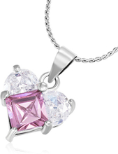 Crystal Heart - Silverfärgat Smycke Klar/Rosa Sten