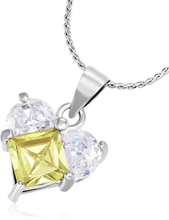 Crystal Heart - Silverfärgat Smycke Klar/Gul Sten