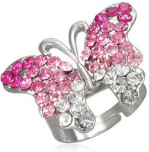 Pink Sparkling Butterfly - Silverfärgad Ring