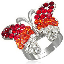 Red Sparkling Butterfly - Silverfärgad Ring