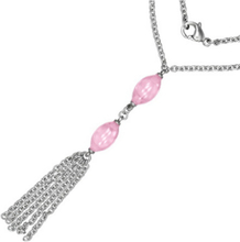 Silverfärgat Smycke med Två Rosa Ovala Pärlor