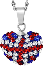 Silverfärgat Smycke med Hjärta i Brittisk Flagga och Glittrande Stenar