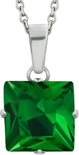 Silverfärgat Smycke med Grön Fyrkantig Sten