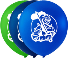 6 stk 26 cm - Blå og Grønne Ballonger med Riddere