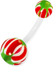 Candy Monster – Röd, Vit och Grön Navelpiercing av Bioplast