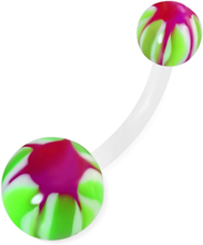 Candy Monster – Lila, Vit och Grön Navelpiercing av Bioplast