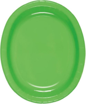 8 stk Limegrønne Ovale Papptallerkener/Serveringsfat 31x25 cm
