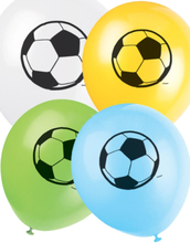8 stk 30 cm - Ballonger i Assorterte Farger med Fotballtrykk