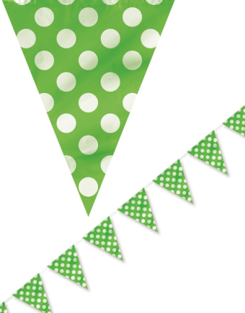 Limegrön Banderoll med Vita Polka Dots 365 cm