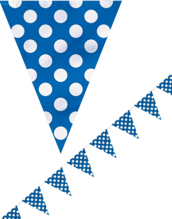 Royalblå Banderoll med Vita Polka Dots 365 cm