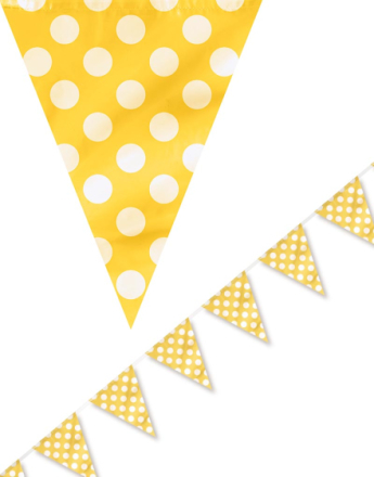 Gult Banner med Hvite Polka Dots 365 cm
