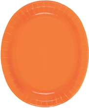 8 stk Orange Ovala Papptallrikar/Serveringsfat 31x25 cm