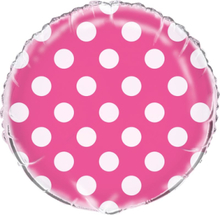 Rosa Folieballong med Vita Polka Dots 45 cm