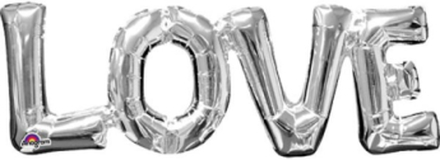 LOVE - Silverfärgad Folieballong för Luft 22x63 cm