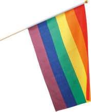 Regnbågsfärgad Flagga på Pinne 42x30 cm