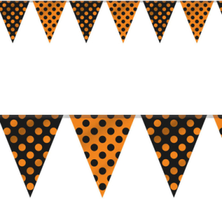 Orange Flaggbanner med Svarta Polka Dots 365 cm