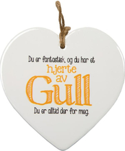 Hjärta av Guld - Porslinshjärta med Norsk Text 15 cm