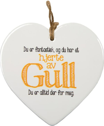 Hjärta av Guld - Porslinshjärta med Norsk Text 15 cm