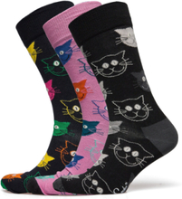 3-Pack Mixed Cat Socks Gift Set Lingerie Socks Regular Socks Navy Happy Socks