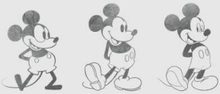 Disney Mickey Mouse Evolution Three Poses Women's T-Shirt - Grey - XS