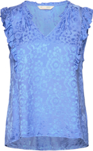 Samira Blouse Tops Blouses Short-sleeved Blue ODD MOLLY