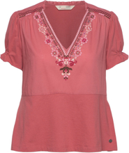 Finley Top Tops Blouses Short-sleeved Pink ODD MOLLY