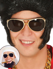 Guldfärgade Elvis/Shejk Kostymglasögon med Svarta Glas