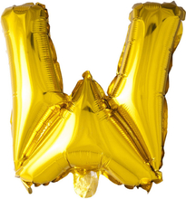 Bokstaven W - Gullfarget 35 cm Liten Folieballong
