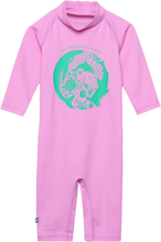 Dolphine Sun Jumpsuit Bubblegum 110/116 Sport Uv Clothing Uv Suits Pink ISBJÖRN Of Sweden