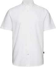 "Johan Seersucker S/S Shirt Tops Shirts Short-sleeved White Kronstadt"