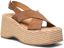 Rattan Sandal Shoes Summer Shoes Platform Sandals Beige Apair