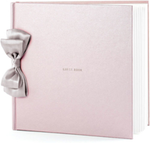 Exklusiv Pärlrosa Gästbok med Rosett 20x20 cm