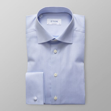 Eton Contemporary fit Ljusblå mikromönstrad skjorta – Dubbel...