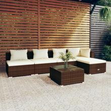 vidaXL Loungegrupp för trädgården med dynor 6 delar konstrotting brun