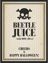 10 stk Flasketiketter - Beetle Juice 12,5x9,5